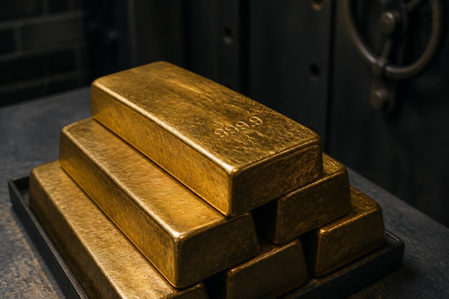Cast gold bars of 999.9 fineness